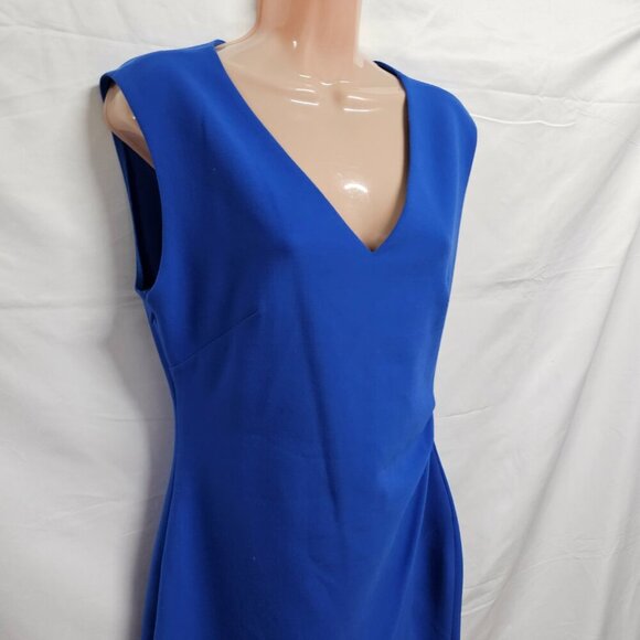 Diane Von Furstenberg Megan Sheath Dress Women Size 8 Blue Sleeveless Side Zip - Picture 12 of 16